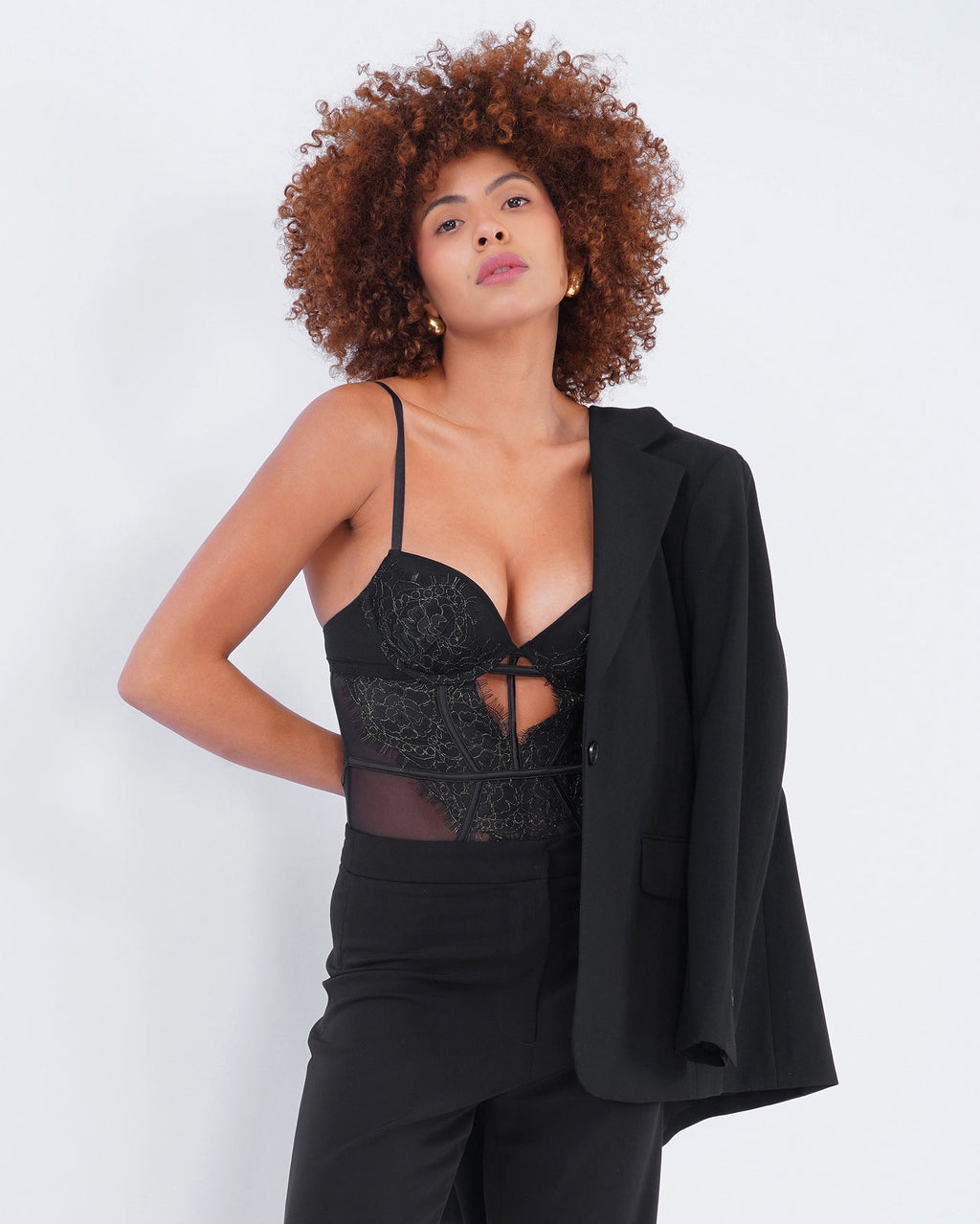 DIANE | Black Lace Bodysuit